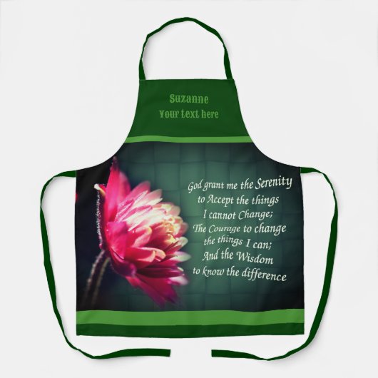 Serenity Prayer Inspirerend Flower gepersonaliseer Schort (Voorkant)