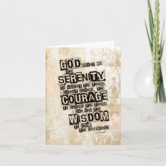 Serenity Prayer: Inspirerend Grunge herstel Kaart (Voorkant)