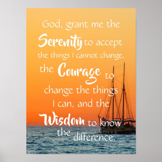 Serenity Prayer Inspirerend Oceaan Nautisch Poster (Voorkant)