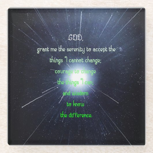 Serenity Prayer Inspirerende Christelijke kunst Glazen Onderzetter (Voorkant)