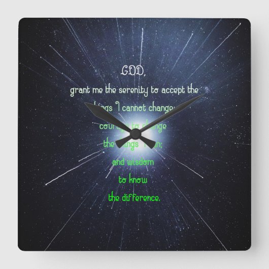 Serenity Prayer Inspirerende  Christelijke kunst Vierkante Klok (Voorkant)