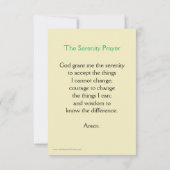 Serenity Prayer-kaart met Yellow Sunflower-ontwerp (Achterkant)