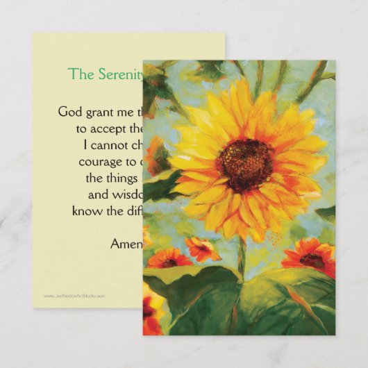 Serenity Prayer-kaart met Yellow Sunflower-ontwerp (Voorkant / Achterkant)