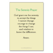 Serenity Prayer-kaart met Yellow Sunflower-ontwerp Kaart (Achterkant)