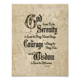 Serenity Prayer: kalligrafie, Antiek, herstel Foto Afdruk