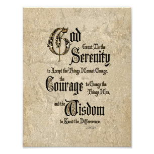 Serenity Prayer: kalligrafie, Antiek, herstel Foto Afdruk