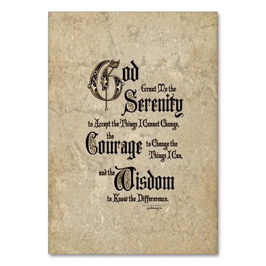Serenity Prayer: kalligrafie, Antiek, herstel Kaart (Voorkant)