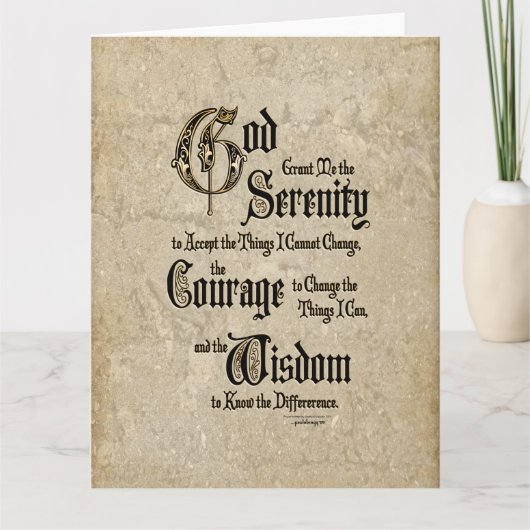 Serenity Prayer: kalligrafie, Antiek, herstel Kaart (Voorkant)