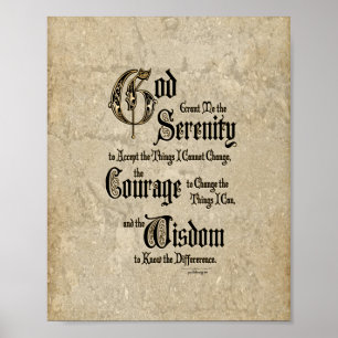 Serenity Prayer: kalligrafie, Antiek, herstel Poster