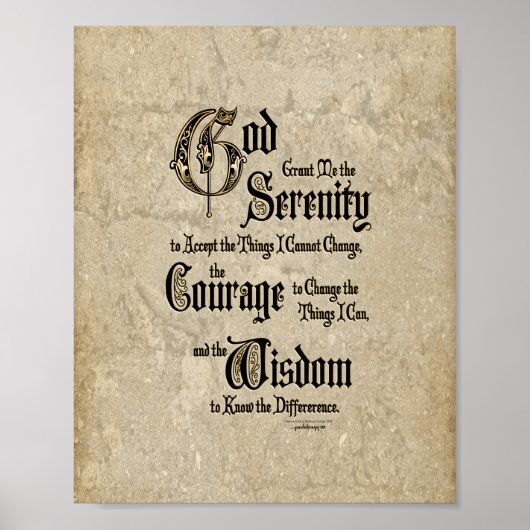 Serenity Prayer: kalligrafie, Antiek, herstel Poster (Voorkant)