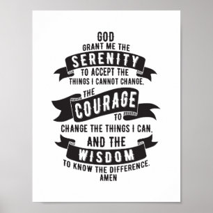 Serenity Prayer - Kies uw achtergrondkleur Poster