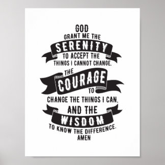 Serenity Prayer - Kies uw achtergrondkleur Poster