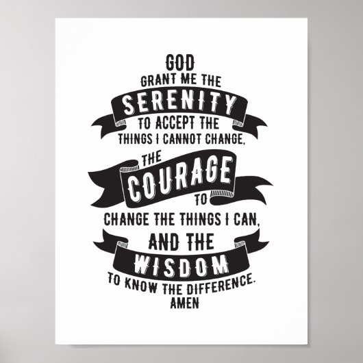 Serenity Prayer - Kies uw achtergrondkleur Poster (Voorkant)