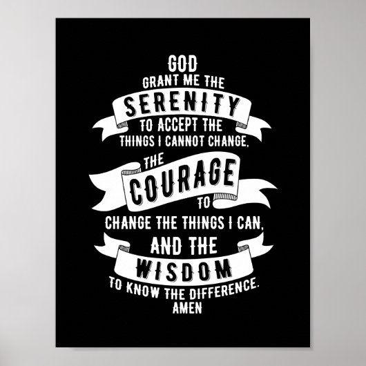 Serenity Prayer - Kies uw achtergrondkleur Poster (Voorkant)
