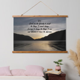Serenity Prayer Lake Sunset Silhouette Foto Hangend Wandkleed