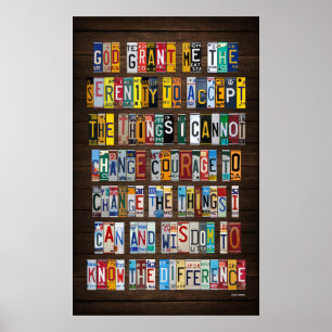 Serenity Prayer License Bord Art Poster