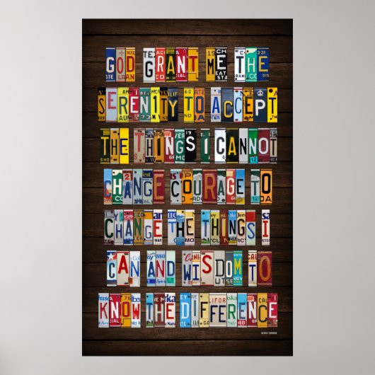 Serenity Prayer License Bord Art Poster (Voorkant)