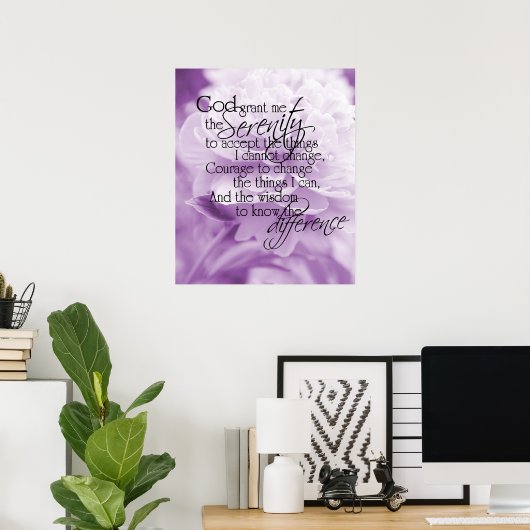Serenity Prayer Light Paars Peony Poster (Thuiskantoor)