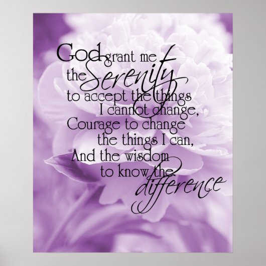 Serenity Prayer Light Paars Peony Poster (Voorkant)