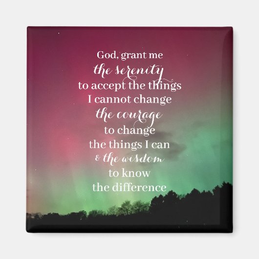 Serenity Prayer Magnet with Aurora Background (Voorkant)