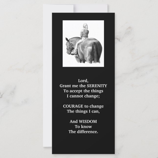 SERENITY PRAYER:MEISJE:HORSE:PENCIL ART:RACK KAART (Voorkant)