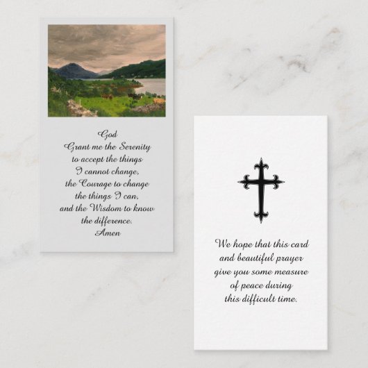 Serenity Prayer Memorial Begrafenis Kaart Visitekaartje (Voorkant / Achterkant)