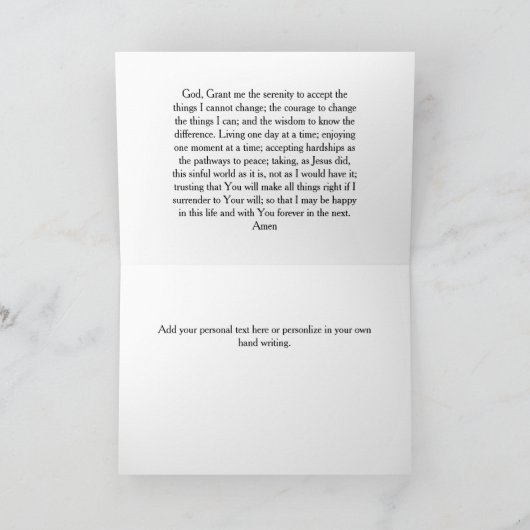 Serenity Prayer Memorial Sympathy Card Kaart (Binnen)