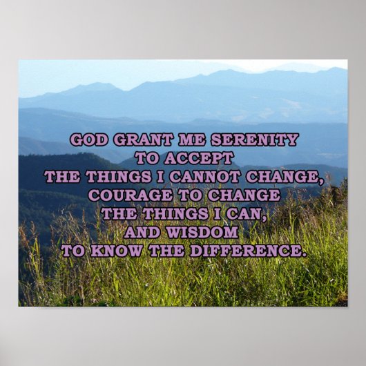 Serenity Prayer met bergen Poster (Voorkant)
