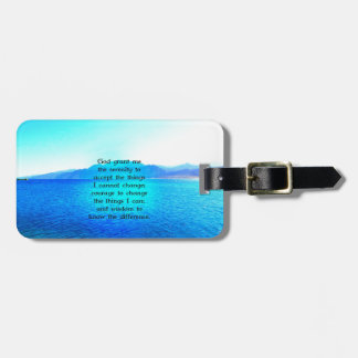 Serenity Prayer met Blue Ocean and Amazing Sky Bagagelabel
