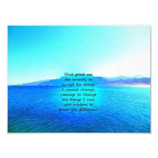 Serenity Prayer met Blue Ocean and Amazing Sky Foto Afdruk (Voorkant)