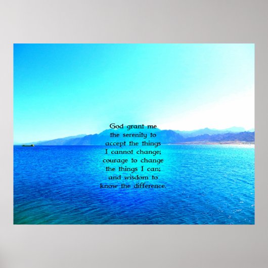 Serenity Prayer met Blue Ocean and Amazing Sky Poster (Voorkant)