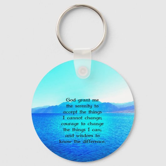 Serenity Prayer met Blue Ocean and Amazing Sky Sleutelhanger (Voorkant)