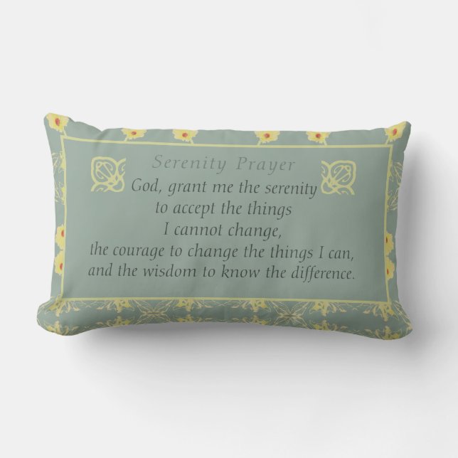 Serenity Prayer met Daisies op Grey Kussen (Voorkant)