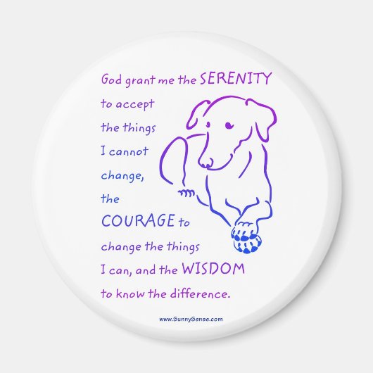 Serenity Prayer met Dog magneten (Voorkant)
