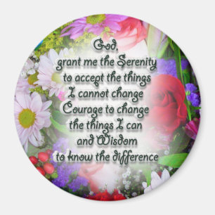 Serenity Prayer met Flowers Magneet