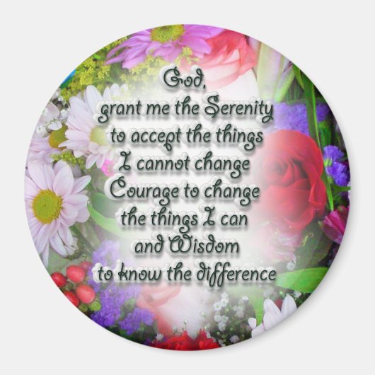 Serenity Prayer met Flowers Magneet (Voorkant)