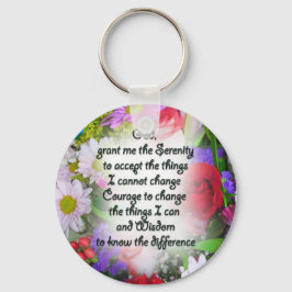 Serenity Prayer met Flowers Sleutelhanger