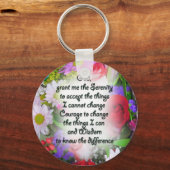 Serenity Prayer met Flowers Sleutelhanger (Voorkant)
