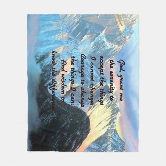 Serenity Prayer met panoramisch Uitzicht Mount Eve Fleece Deken (Voorkant)