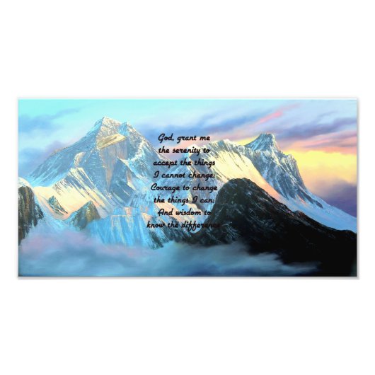 Serenity Prayer met panoramisch Uitzicht Mount Eve Foto Afdruk (Voorkant)