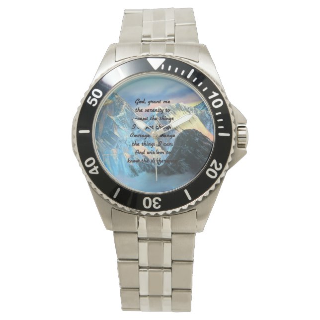 Serenity Prayer met panoramisch Uitzicht Mount Eve Horloge (Voorkant)