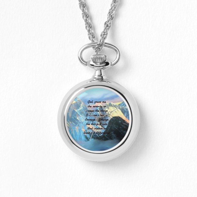 Serenity Prayer met panoramisch Uitzicht Mount Eve Horloge (Voorkant)
