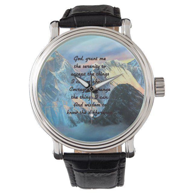 Serenity Prayer met panoramisch Uitzicht Mount Eve Horloge (Voorkant)