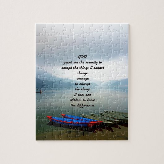 Serenity Prayer met Phewa Lake Panoramic Uitzicht Legpuzzel (Verticaal)