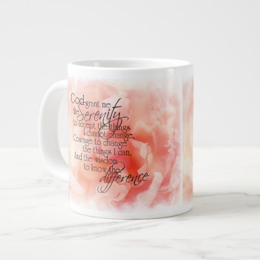 Serenity Prayer met Pink Peony Jumbo Mok (Links)