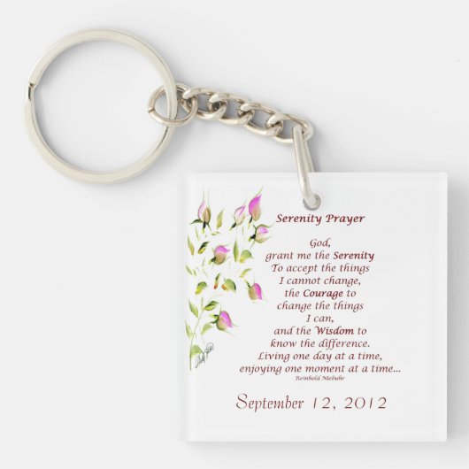 Serenity Prayer met Rozen Sleutelhanger (voorkant)