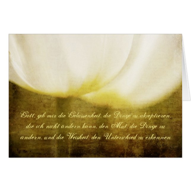 Serenity Prayer met Tulips Card in het Duits (Voorkant Horizontaal)