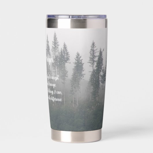 Serenity Prayer Misty Forest Geïsoleerde Drinkbeker (Achterkant)