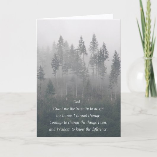 Serenity Prayer Misty Forest Photo Blank Kaart (Voorkant)