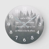 Serenity Prayer Misty Forest Ronde Klok (Voorkant)